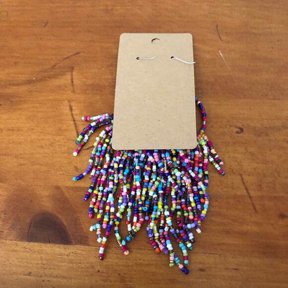 Boho Chic Colorful Fashion Statement Beaded French Wire Closure Dangle Earrings - Picture 3 of 9